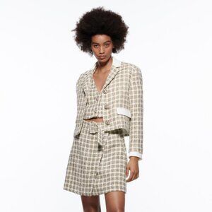 Zara Plaid Cropped Jacket